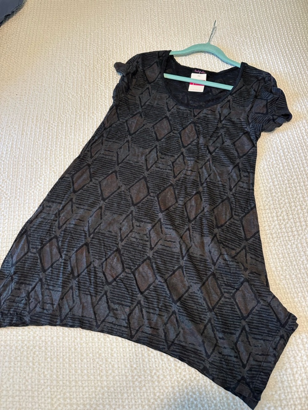Fresh Produce Women's Black Geometric Textured Tunic Top/swim Cover Up